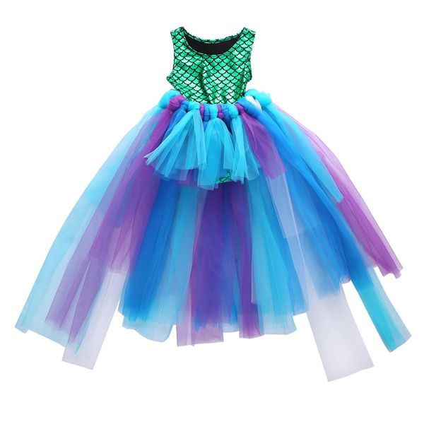 

2019 new party princess girl dress mermaid bodysuit tulle tutu skirts outfits set, White