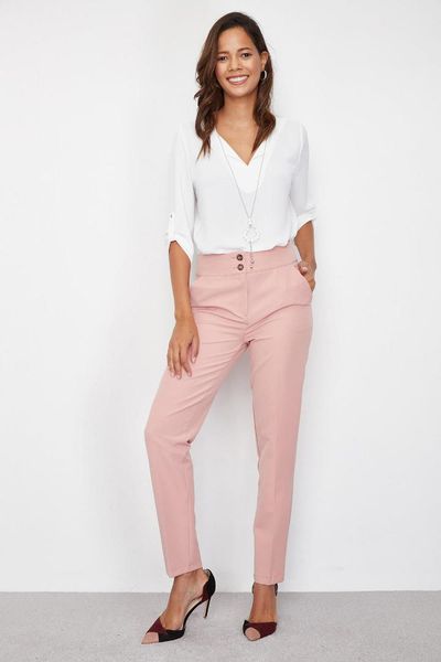 

women pockets classic pants, Black;white