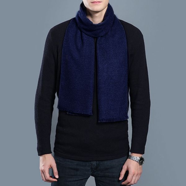 

mens winter solid color scarf tassel warm wrap 9 colors soft business, Blue;gray
