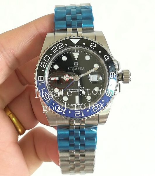 

men's jubilee bracelet watches mens automatic 2813 watch men 126710 batman gmt ii sapphire m126710blnr perpetual master pepsi wristwatc, Slivery;brown