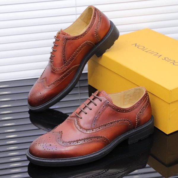 

mens luxury designer dress shoes brand fashion genuine leather formal oxford lace ups louisv man pointed toe business sneakers black wasa
