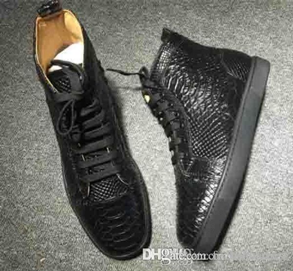 

wholesale brand designers rantus red bottom men sneaker python patent leather,outdoor walking flat sneakers for women men trainers hi-top, Black