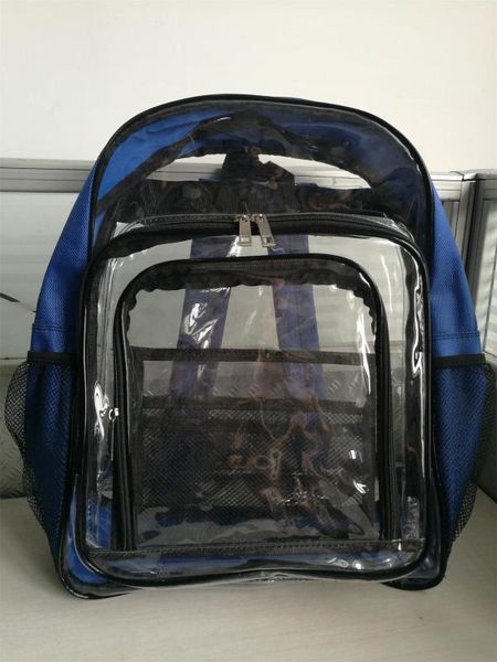 

40x35x15 anti-static transparent royal blue bottom three-layer backpack