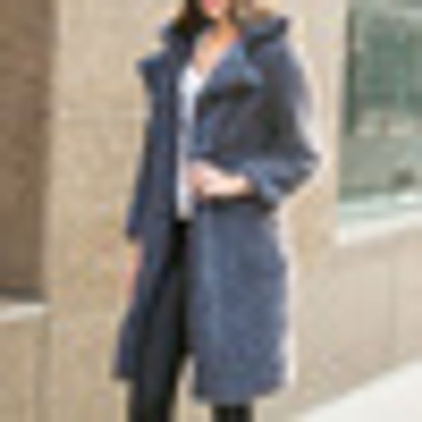 

winter women warm long sleeve parka faux fur coats overcoat fluffy jackets, Black;brown