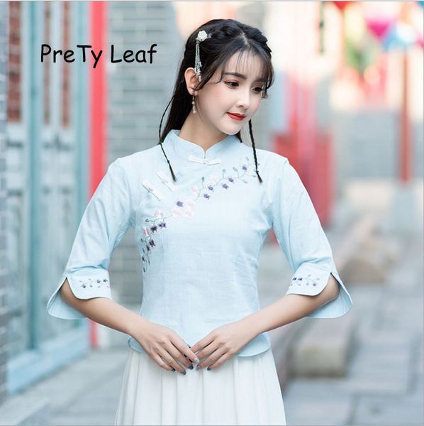 

2019 new spring and summer embroidered shirt, White