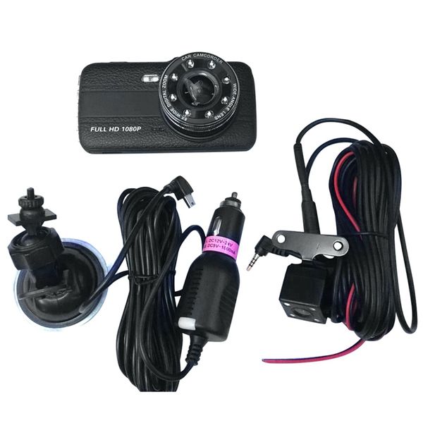 

black 4 inch lcd dash cam driving recorder dvr dual camera car dvr