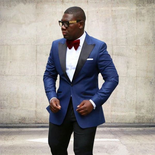 

new groom tuxedos one button blue peak lapel groomsmen man suit mens wedding suits (jacket+pants+tie) 685, Black;gray