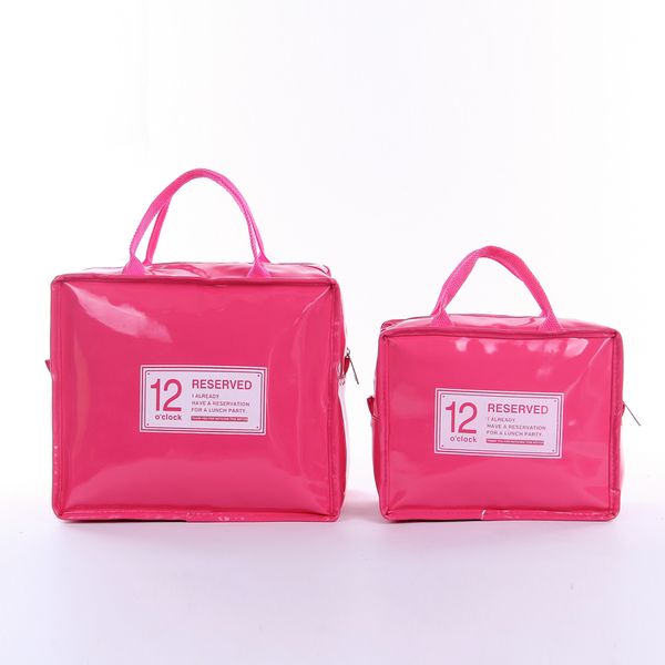 

2019 pvc lunch bags for women men waterproof fresh keeping insulated lunch bag hand carry thickened tin foil cooler bags, Blue;pink