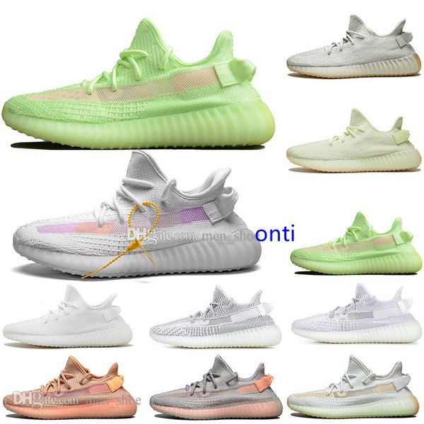 

kanye west clay v2 static reflective gid glow in the dark mens running shoes hyperspace true form zebra women sports designer sneakers, Black