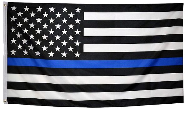 США Белый Черный Синий флаг Thin Stripes Police Force Star Отдел поддержки Флаги Thin Blue Line Американский полицейский Флаг 3x5ft