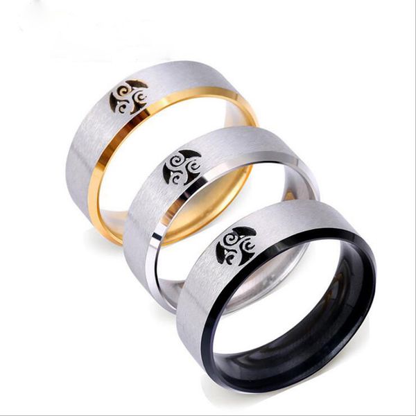 

мужчины женщины золото серебро черный нержавеющая сталь группа кольцо мода выдалбливают облако титана свадебное участие размер 6-12, Silver