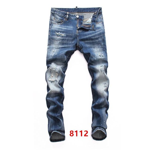 

sellingmens designer jeans denim black ripped pants version fashion skinny broken hole dsnh1 italy brand bike motorcycle rock revi, Blue