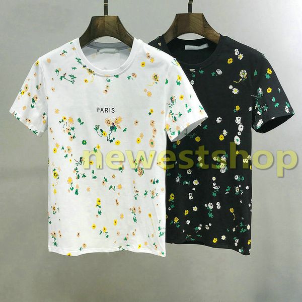 

2020 новая европа париж роскошные мужские цветок печати тенниска высокого качества футболки модельер футболки женские комфортное casual tee, White;black