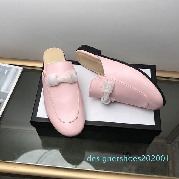 

genuine leather leisure time half-character support cool slipper woman ma xiankou muller shoe dawdler single high-end brand designer d01, Black
