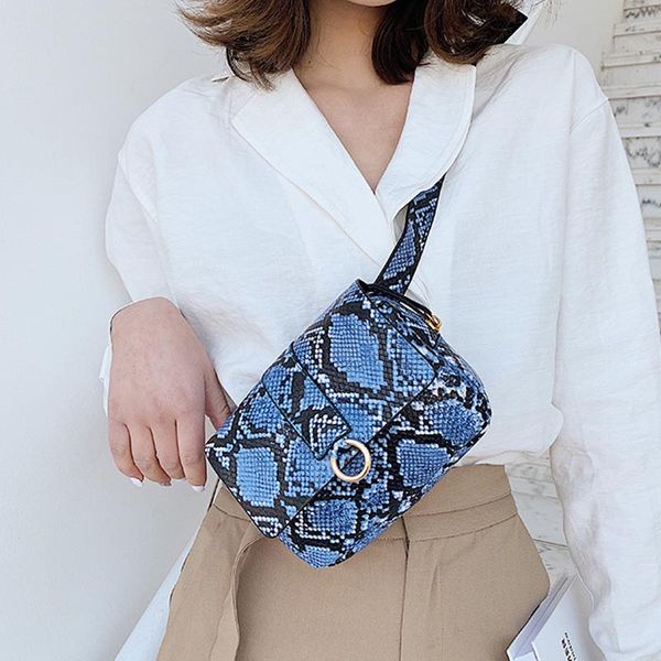 

women fanny pack female fashion belt bag snake waist packs pu leather chest bags shoulder messenger bag bum banana hip package
