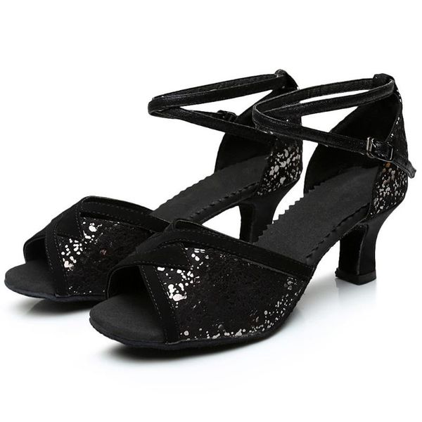 

ladies solid color sequined dancing shoes ladies rumba waltz prom ballroom latin dance shoes fashion sandals yl5, Black
