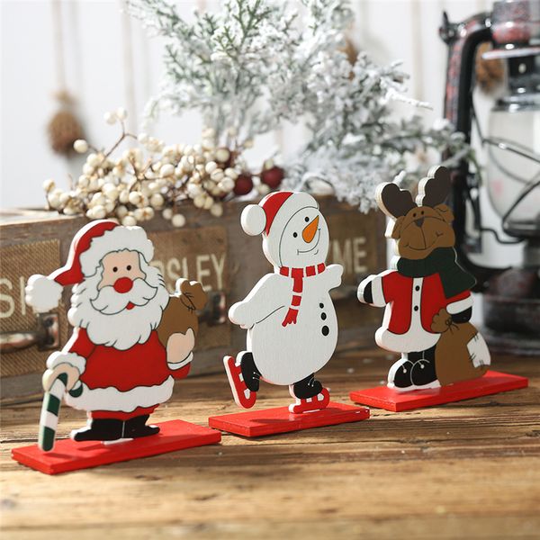 

diy christmas creative wooden detachable ornaments xmas new year coloured drawing santa claus snowman elk desksmall ornament