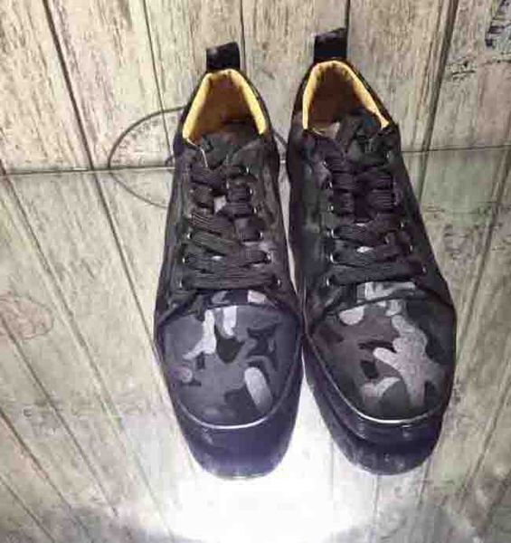 

2020 men low cut camo men shoes red bottom sneakers camo rantus shoes junior lace-up men's flat shoes party dress wedding gift, Black