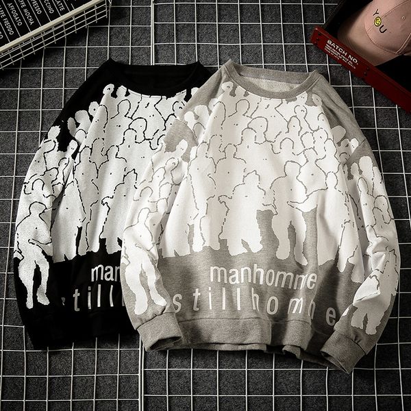 

men ulzzang patchwork hoodies 2020 autumn japanese streetwear sweatshirts harajuku casual print autumn hip hop hoodie, Black