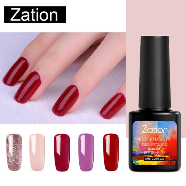 

zation 8ml gel nail polish semi permanent nails art gel nail polish coat hybrid primer varnish paint for manicure gellak, Red;pink