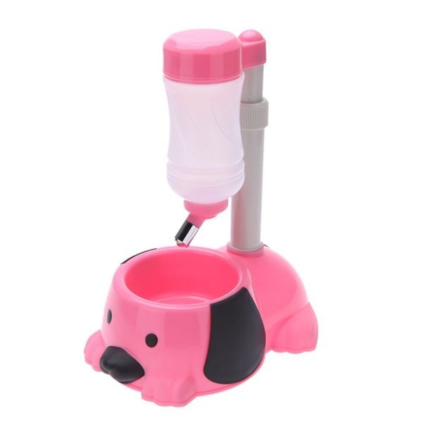 

eleg-lifting water drinking feeder fountain with food bowl for dogs cats especially for small size pets pink dog grooming