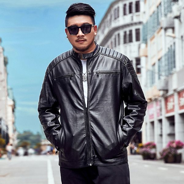 

six plus 2020 spring popular leather motorcycle jacket, 8011 male big yards, Black