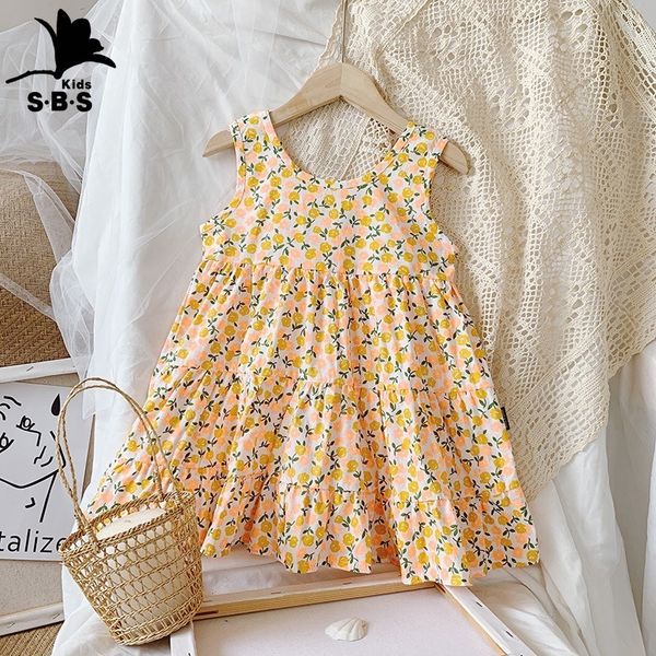 

girl's dresses children's clothing summer arrival kids cotton floral printing dress baby idyllic suspender for girls, Red;yellow