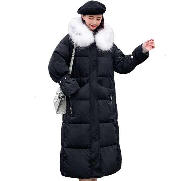 

new winter jackets in 2019 wear long white-skinned overcoats for women wearing heavy hoods, Tan;black