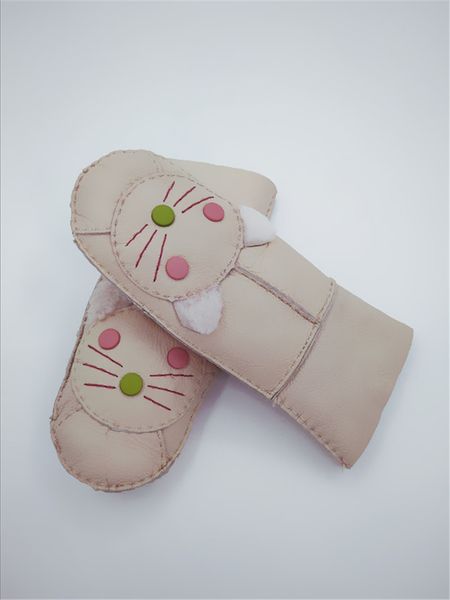

fashion- new women gloves cat pattern fashion gloves cute warm genuine wool leather woman gloves, Blue;gray