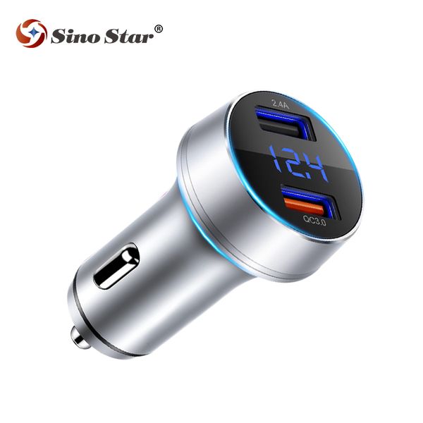 

ss-c2 car charger dual usb port 3.1a usb charging adapter car voltage display car-styling auto charger for phone cars