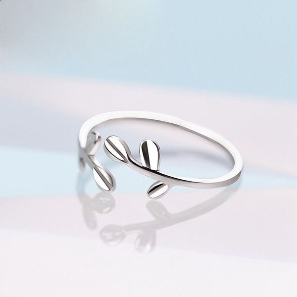 

wholesale european fashion woman girl party wedding gift silver leaves open 925 sterling silver ring rr273, Golden;silver