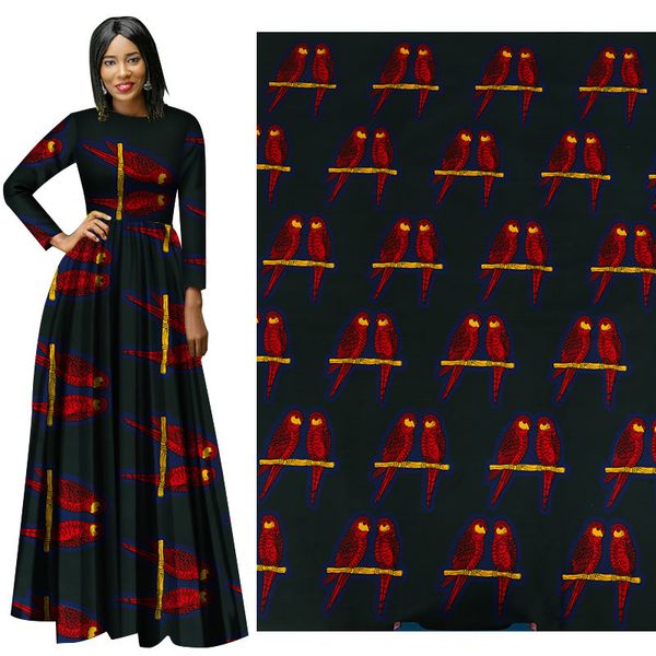 Ankara Afrikanischer Polyester-Wachsdruck mit Vögeln, Stoff, Binta, echtes Wachs, hochwertiger 6 Yards afrikanischer Stoff für Partykleid