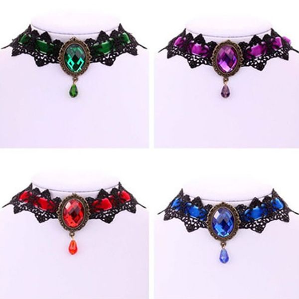 

women vintage kolye lace hollow big gothic rhinestone collar choker necklace jewelry gift for the new year alibaba express, Golden;silver