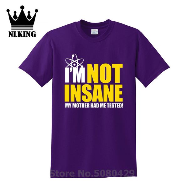 

theory sheldon cooper kids mens tee i'm not insane my mother had me tested cotton sleeve tshirt men funny cool letter tshirt, White;black