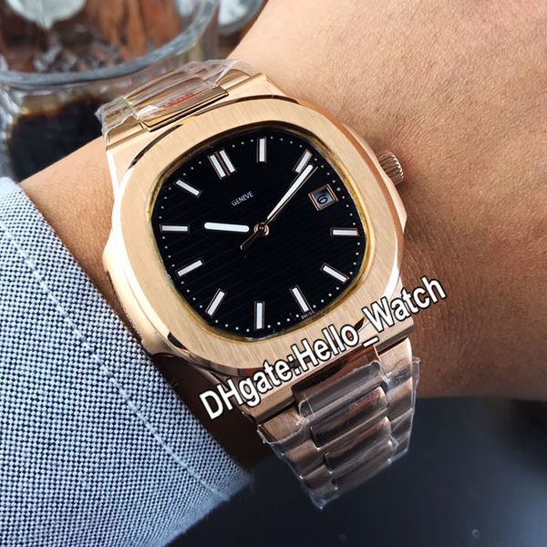 

new sport nautilus 5711/1r-001 cal.324 automatic mens watch rose gold case black texture dial sapphire steel bracelet hello_watch 15 color, Slivery;brown