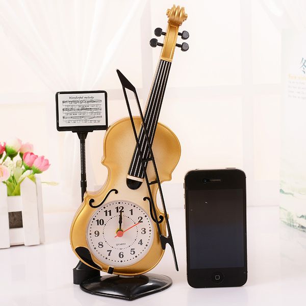 

elegant vintage style violin alarm clocks needdle round deskclocks for kids children birthday gift violin music clock