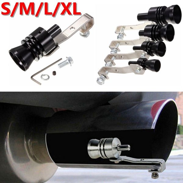 

s/m/l/xl car turbo sound exhaust muffler whistle fake blow out valve auto decoration accessories gifts black aluminum alloy