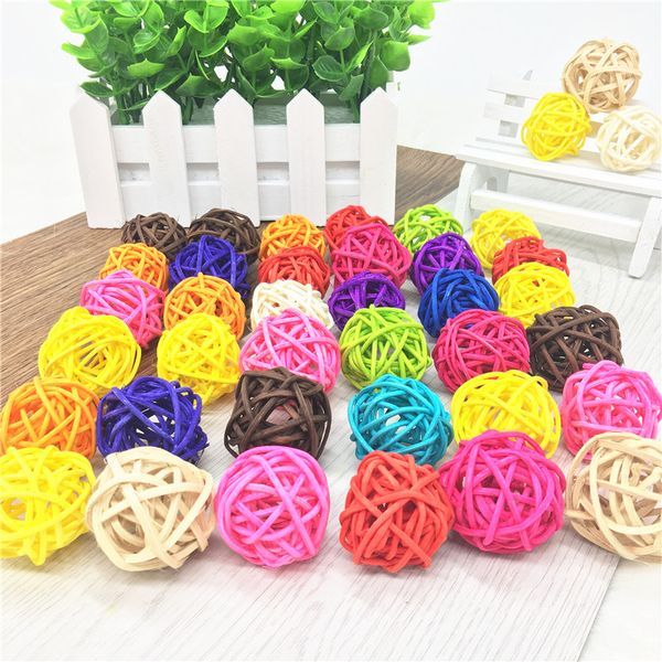 

20pcs/lot 3cm rattan wicker cane balls patio garden christmas ornament diy window wedding birthday party decoration