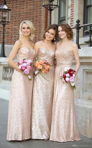 

sheath rose gold sequins bridesmaid dresses long sweetheart robe d'invité de mariage wedding dresses bridal gowns 2018, White;pink