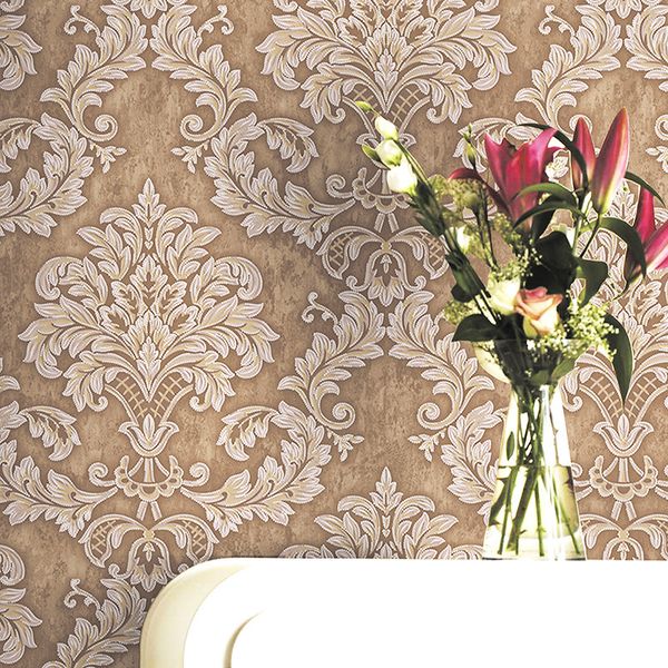 

новый 2019 год сбора винограда 3d цветочные нетканые ткани обои ретро цветок дизайн викторианский обоев рулон желтый / серый / синий / зелен