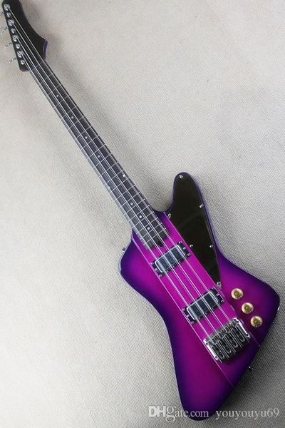

violet 8 bass electric guitar strings with mahogany arm, black pickguard, neck worn, precision crafted, personalized service