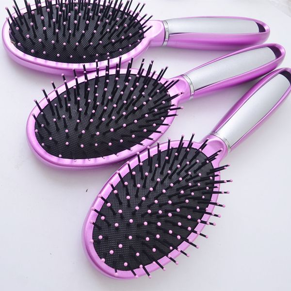 

hair comb massage brush salon new detangling hair combs tangle wet & dry bristles handle tangle detangling comb, Silver