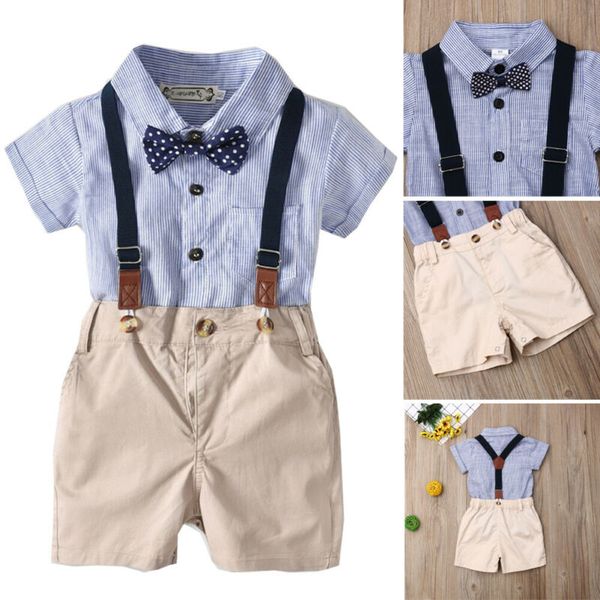 

новорожденный мальчик джентльмен костюм формальное ромпер suspender шорты outfit одежда set, White