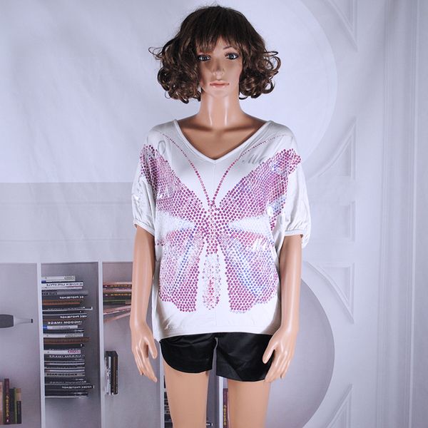

mocano women's butterfly print loose t-shirt, White