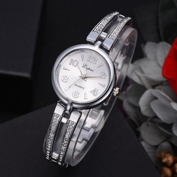 

lvpai women simple bracelet watch fashion stainless steel quartz wristwatch women party dress watches female montres, Slivery;brown