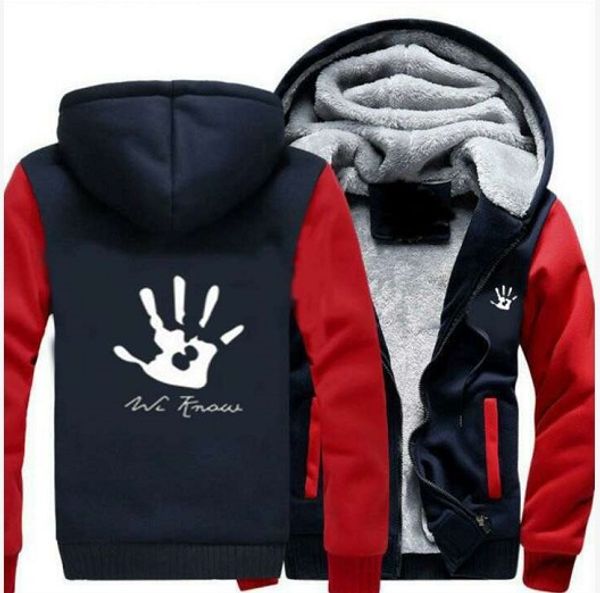 

4 colors us size s-5xl women/men game print thicken hoodies winter woolen zipper coat casual velvet jacket, Black