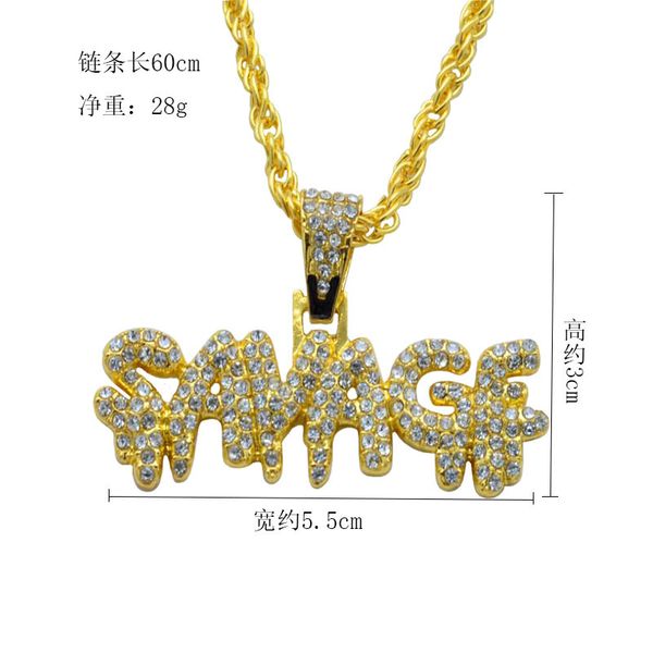 

2020 new delicate personality men hips hops bling letters pendant necklace sweater chain accessory fashion jewelry, Silver