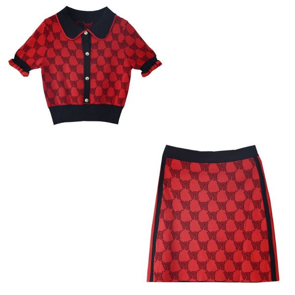 

womens designer spring suit female knitwear suit womens skirt fashion luxury trend brand two-piece tide woman designer luxury clothes, White