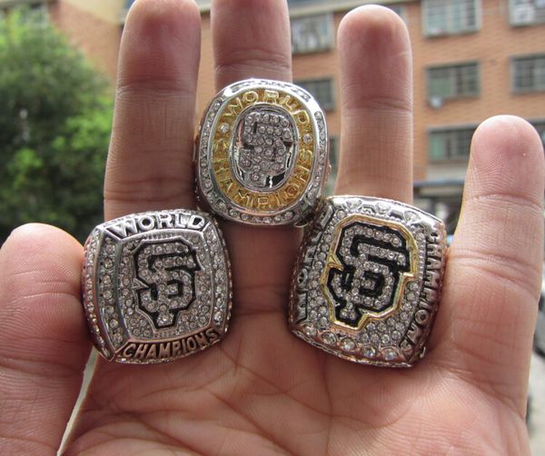 

san francisco 2010 2012 2014 giants championship ring set wholesale fan gift 2019 drop shipping, Golden;silver