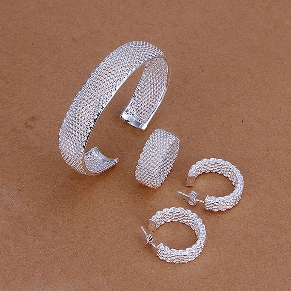 

silver color fashion noble elegant refined luxury circular gorgeous selling three piece classic silver jewelry s249, Slivery;golden